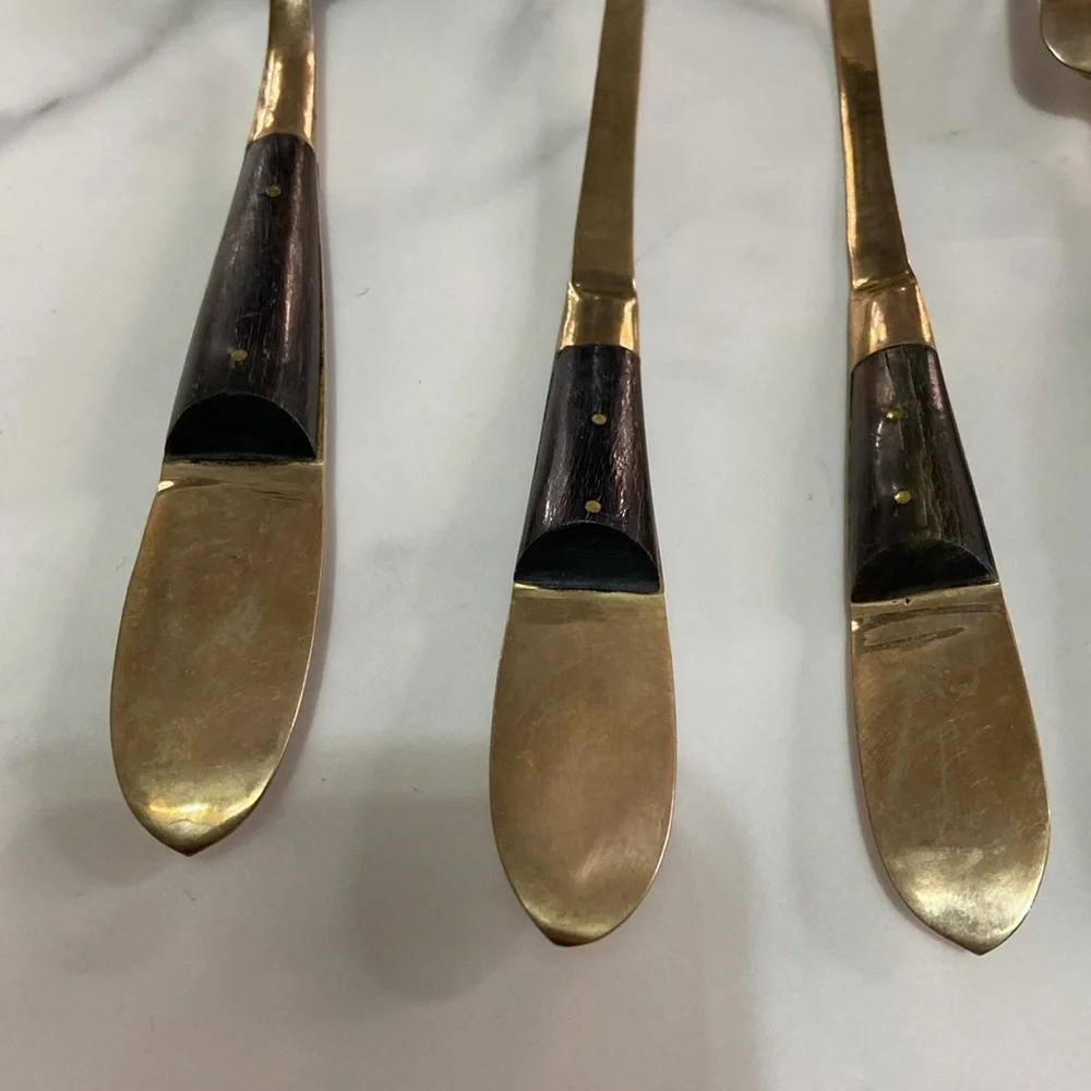 Siam Thailand Mid Century Brass & Wood Mix Flatware